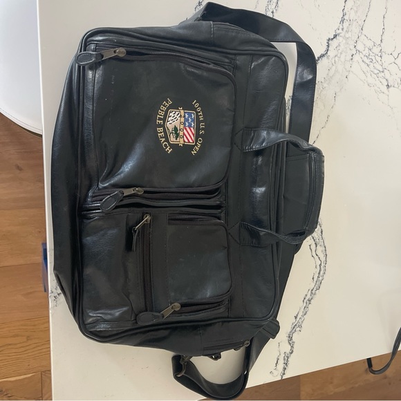 Black leather messenger bag, USOpen edition from the 100th edition in 2000. - Picture 3 of 6